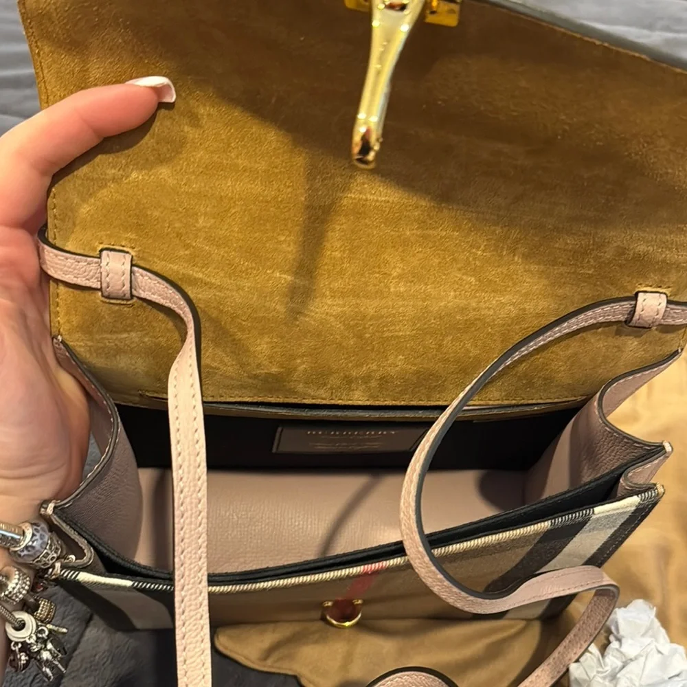 Burberry Derby Calfskin House Check Macken Crossbody Bag Pale Orchid *BRAND NEW*